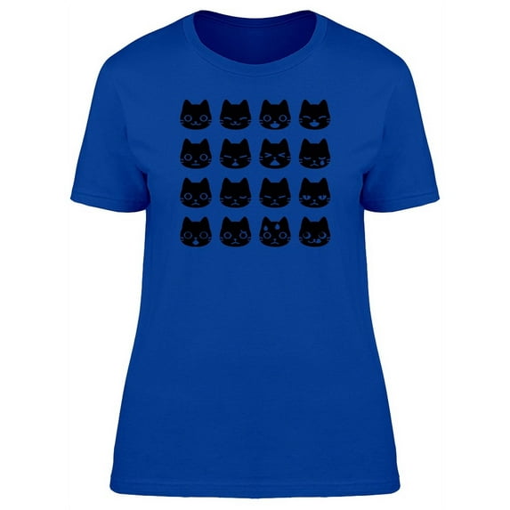 Set Of Black Kittens Faces T-Shirt Women -Image by Shutterstock, Female Small