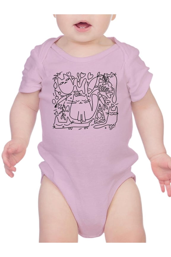 Set Of Cats And Doodles Bodysuit Infant -Image by Shutterstock, Newborn