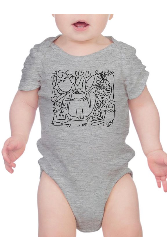 Set Of Cats And Doodles Bodysuit Infant -Image by Shutterstock, Newborn