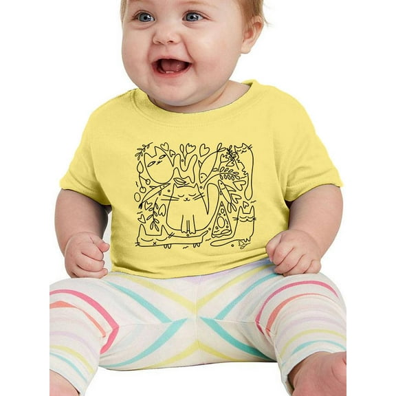 Set Of Cats And Doodles T-Shirt Infant -Image by Shutterstock, 12 Months