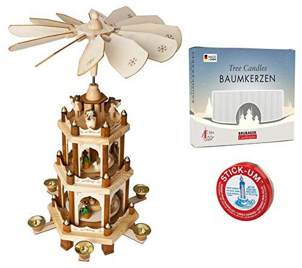 Set Of Christmas 3Tier 18 Inches + 20 White Candles + StickUm Candle