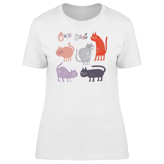 Set Of Cute Cats Tee Women's -Image by Shutterstock