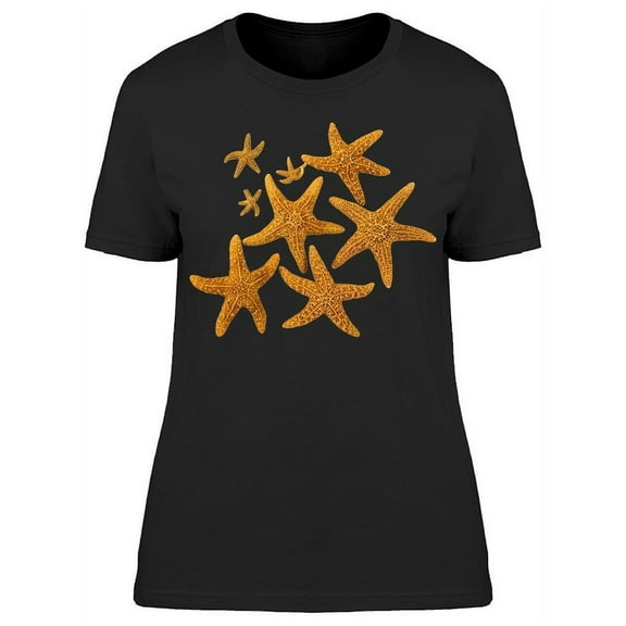 Set Of Cute Starfishs In Dark T-Shirt Women -Image by Shutterstock, Female Medium