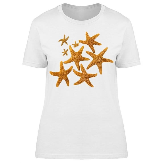 Set Of Cute Starfishs In Dark T-Shirt Women -Image by Shutterstock, Female x-Large