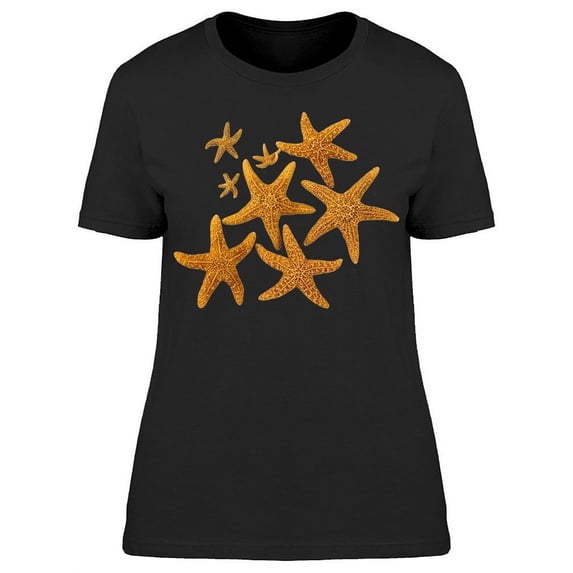 Set Of Cute Starfishs In Dark T-Shirt Women -Image by Shutterstock, Female x-Large