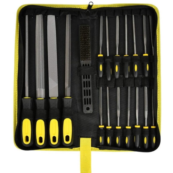 Set Of Flat Files And Rasps For Workshop, Diy And Carpentry, Files With Non-Slip Rubber Handle And Storage Bag (19 Pieces)