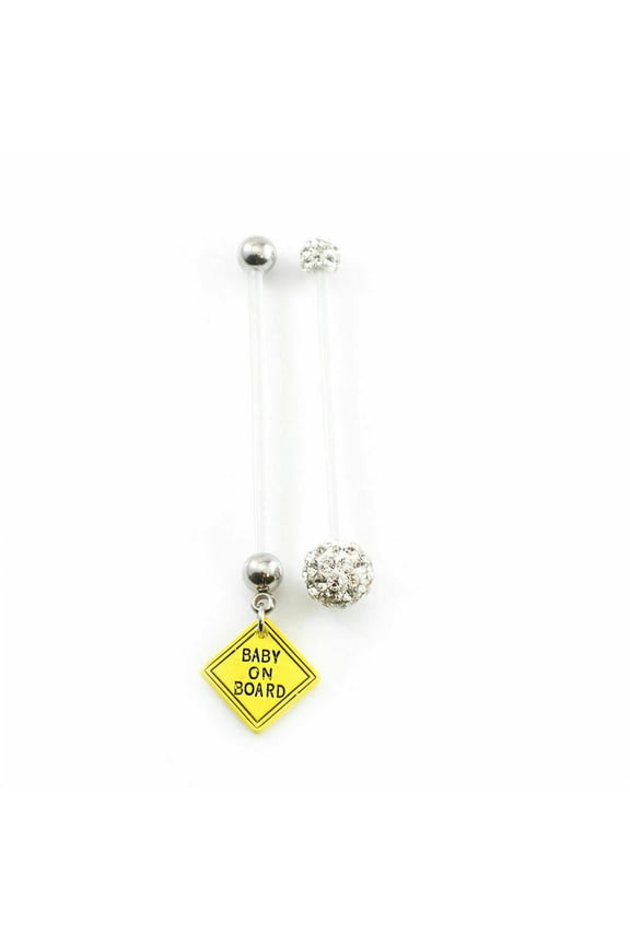 Set Of Maternity Belly Button Ring With Flexi Shaft Disco Balls 14G