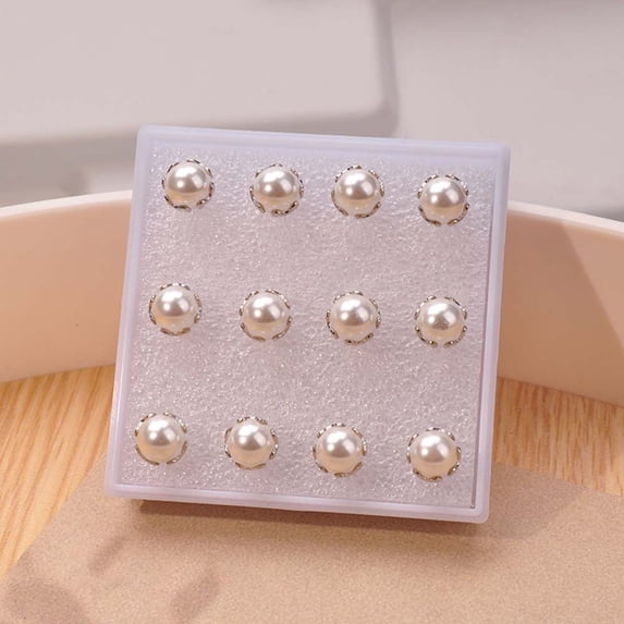 Set Of Pearl Earrings Steel Needles And Heart-Shaped Earrings