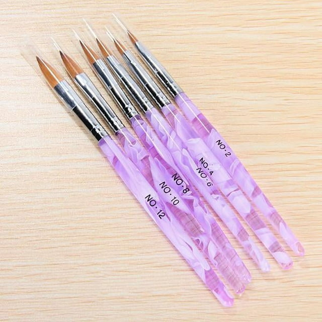 Set Of S Assorted Sizes Acrylic Nail Art Brush Manicure Equipment Beauty Supplies Cosmetic Tool Light Lavender