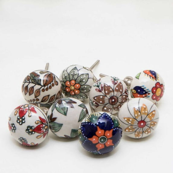 Set Of Six Big Beauty Ceramic Knobs