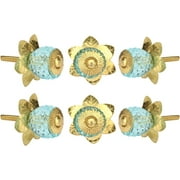 Set Of Six Blue Berry Glass Cabinet Knobs by Perilla Home