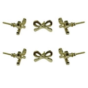 Perilla Home Set of 6 Bow Knobs Decorative Knobs for Home Kitchen Cabinet Hardware Cupboard Glass Door Dresser Wardrobe and Drawer Pulls (Brass)