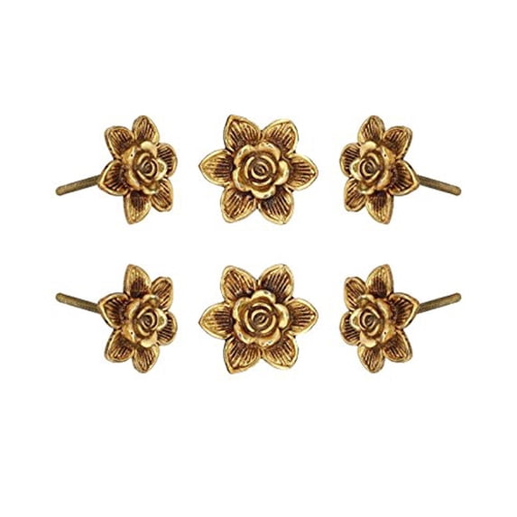 Set Of Six Gold Flower Cabinet Knobs by Perilla Home