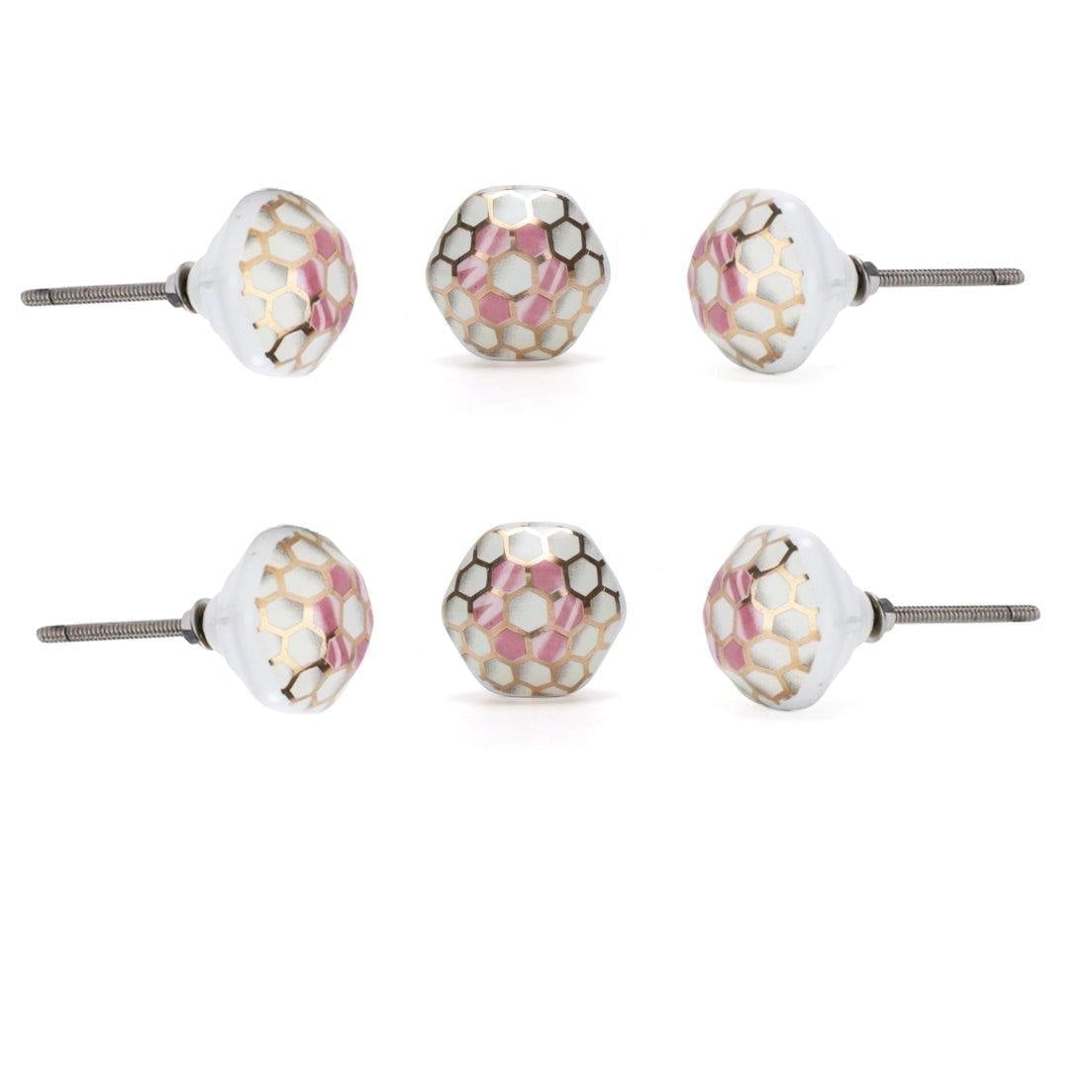 Set Of Six Hollyhock Pink Cabinet Knobs by Perilla Home