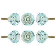 Set Of Six Light Blue Cut Glass Cabinet Knobs by Perilla Home
