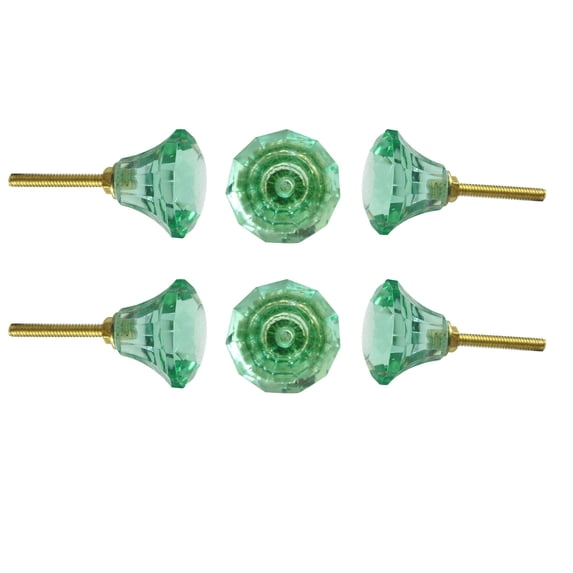 Set Of Six Mint Cut Glass Cabinet Knobs by Perilla Home