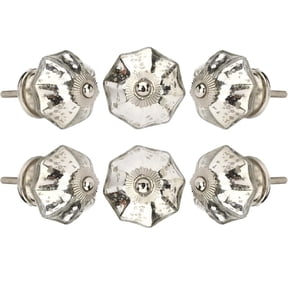 Set Of Six Silver Mirror Glass Cabinet Knobs by Perilla Home
