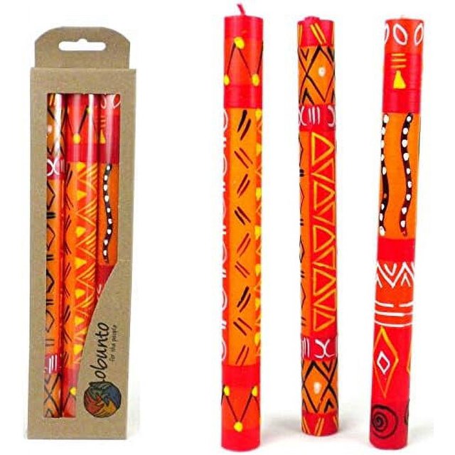 Set Of Three Boxed Tall HandPainted Candles Zahabu Design Nobunto