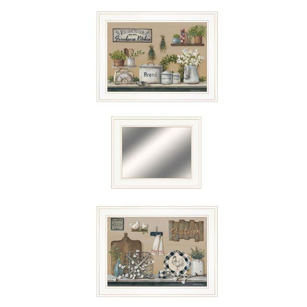 Set Of Three Farmhouse Kitchen 1 White Framed Kitchen Wall Art with