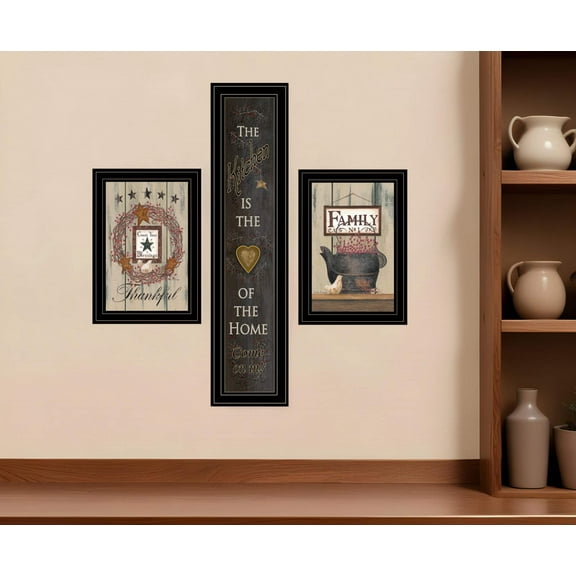 Set Of Three The Primitive Kitchen Black Framed Print Kitchen Wall Art