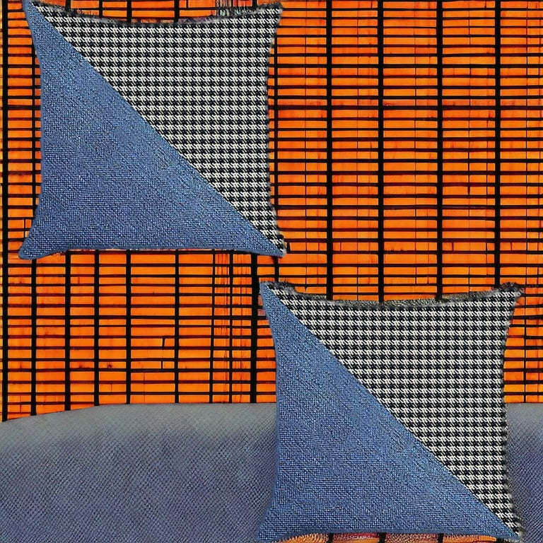 Set Of Two 18 X 18 Black And Blue Polyester Throw Pillow Cover Set Of Two 18 X 18 Black And Blue Polyester Throw Pillow Cover