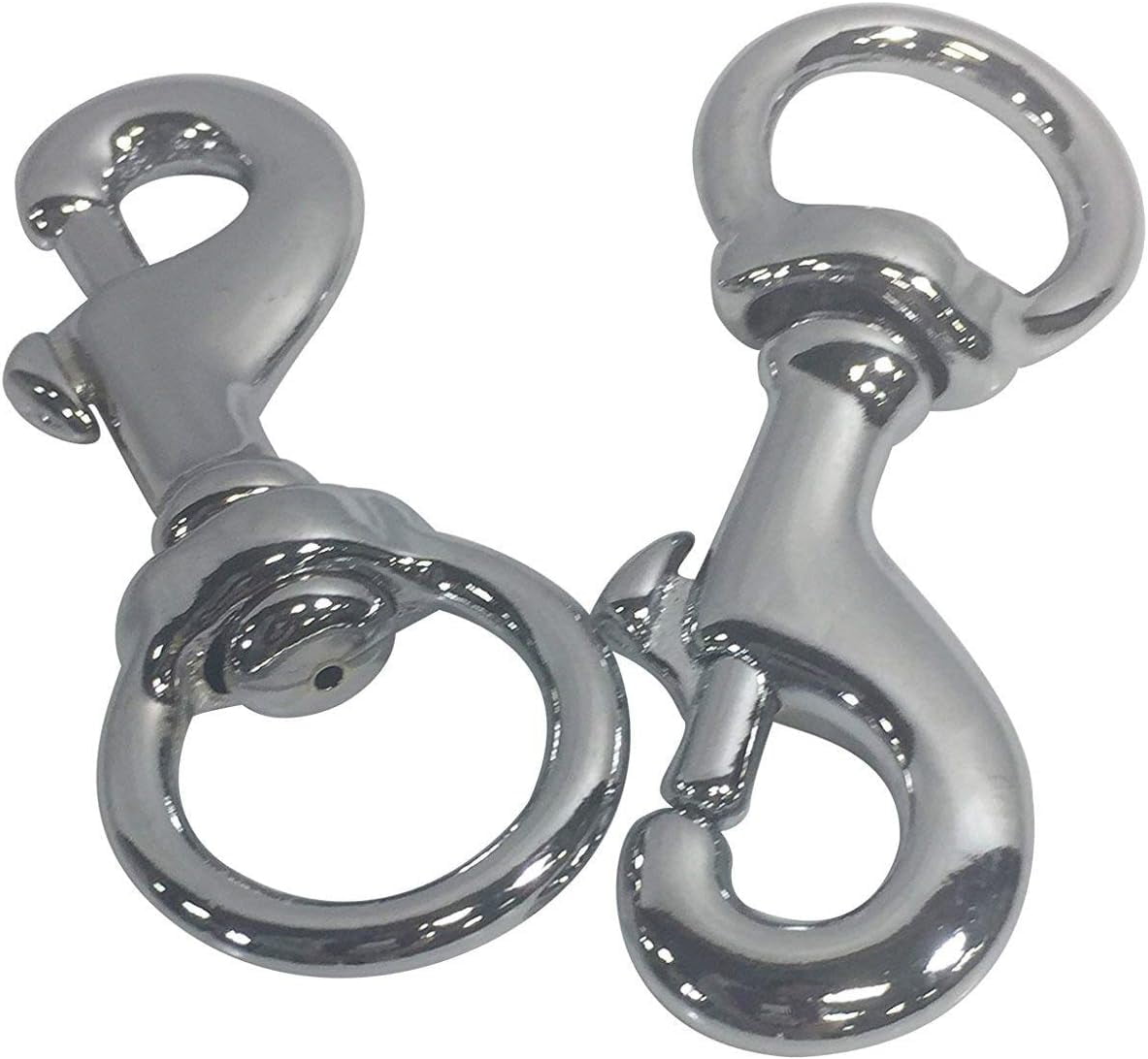 Set Of Two (2) Standard 3" Chrome Finished Brass Flagpole Snap Clip To