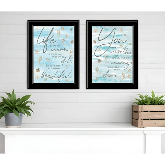 Set Of Two Life Is Black Framed Print Wall Art