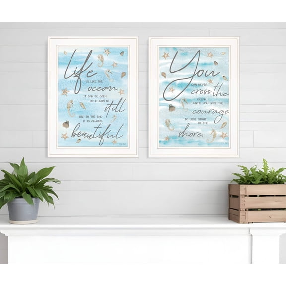 Set Of Two Life Is White Framed Print Wall Art