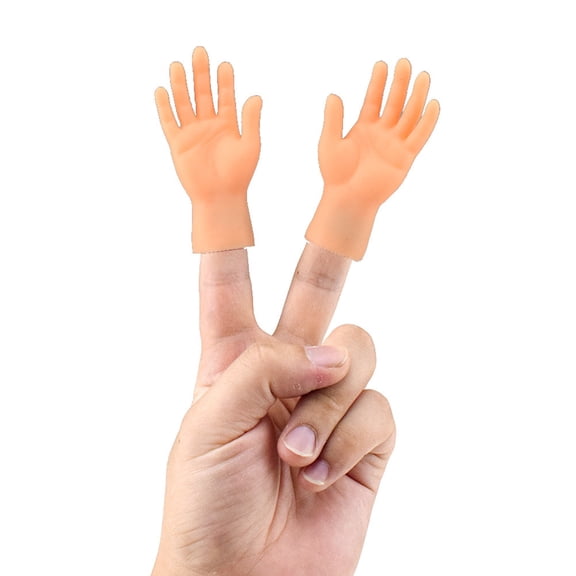 Set Of Two Mini Hand Finger Puppets Novelty Funny Silicone Toy Left And Right Palms Prank