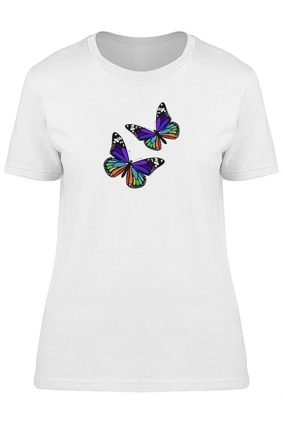 Set Of Two Rainbow Butterflies  T-Shirt Women -Image by Shutterstock, Female Small
