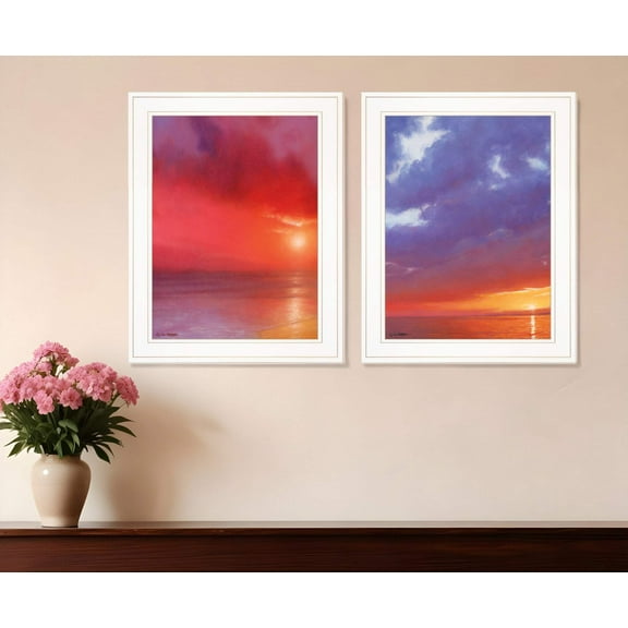 HomeRoots 408079 Sunset White Framed Print Wall Art - Set of 2