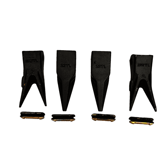 Set Ot 4 - Mini Excavator Twin/Single Tiger Teeth 23Tl 23Wtl W/ Pins Tf23