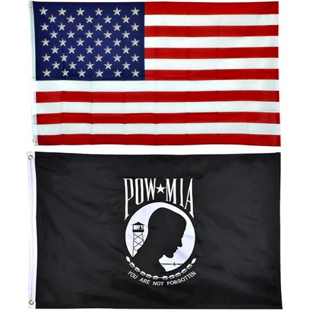 Set of POW Flag - You are Not Forgotten, POWMIA, with 3x5 Flag, For Outdoor and Indoor, Allegiance to , Garden Banner Made Heavy Duty, Bandera De Estados Unidos