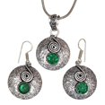thumbnail image 1 of Set Pendant Emerald Womens  Earrings Plated Simulated Jewelry Handmade, 1 of 7