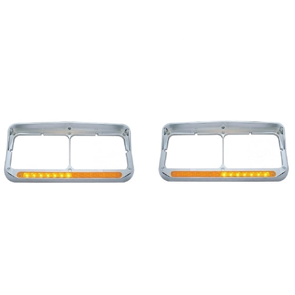 (Set) Peterbilt Freightliner Fits Kenworth - LED Dual Headlight Bezel w/ Visor
