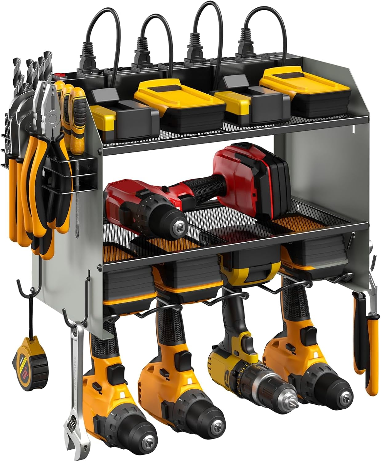 Electrical Charger Rack Set Power Tool Organizer Wall Mount with Charging Station. Garage 4 ...