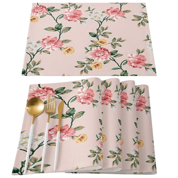 Set Red And Pink Roses Table Mat For Dining Table Kitchen Accessories Linens Placemat Tea Coaster Pads