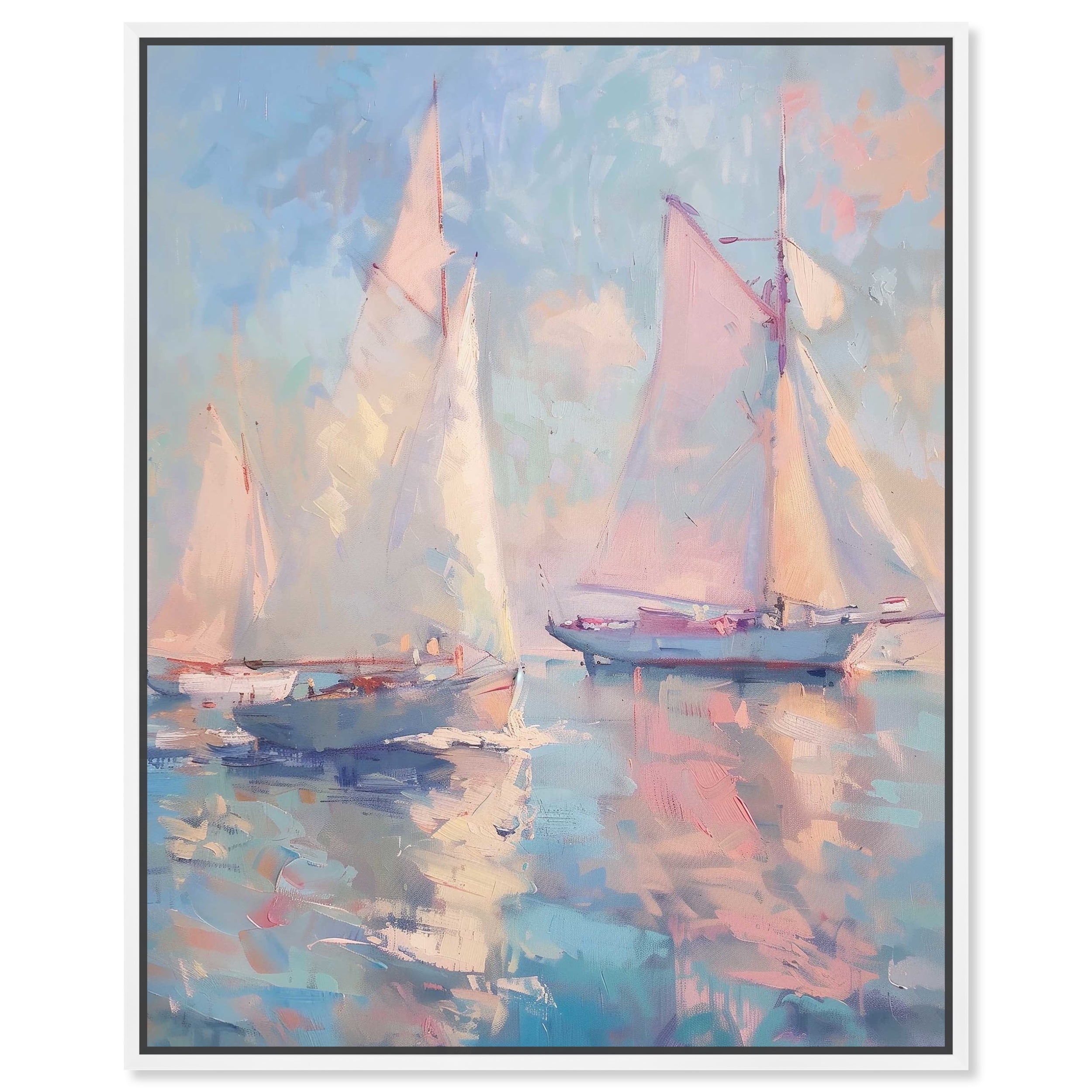 Set Sail Sailing Wall Art Canvas Wall Art by Art Remedy, White Floater ...