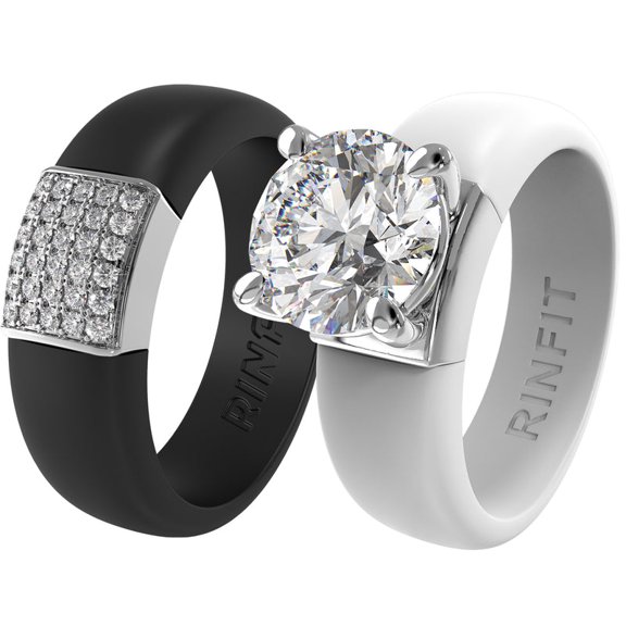 Set Silicone Ring – 7mm Round Solitaire CZ | Patented Design - GlowStone Collection