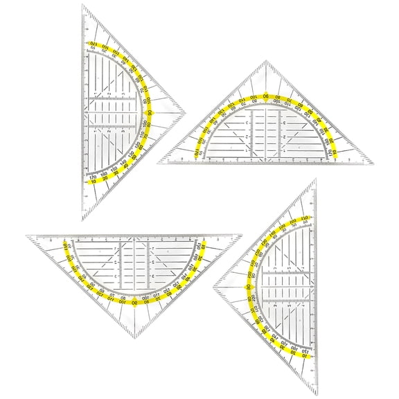Set Square with 180 Degrees Math Protractor Multifunctional Geometry Set Square Angles-Measuring Instrument for Drafting