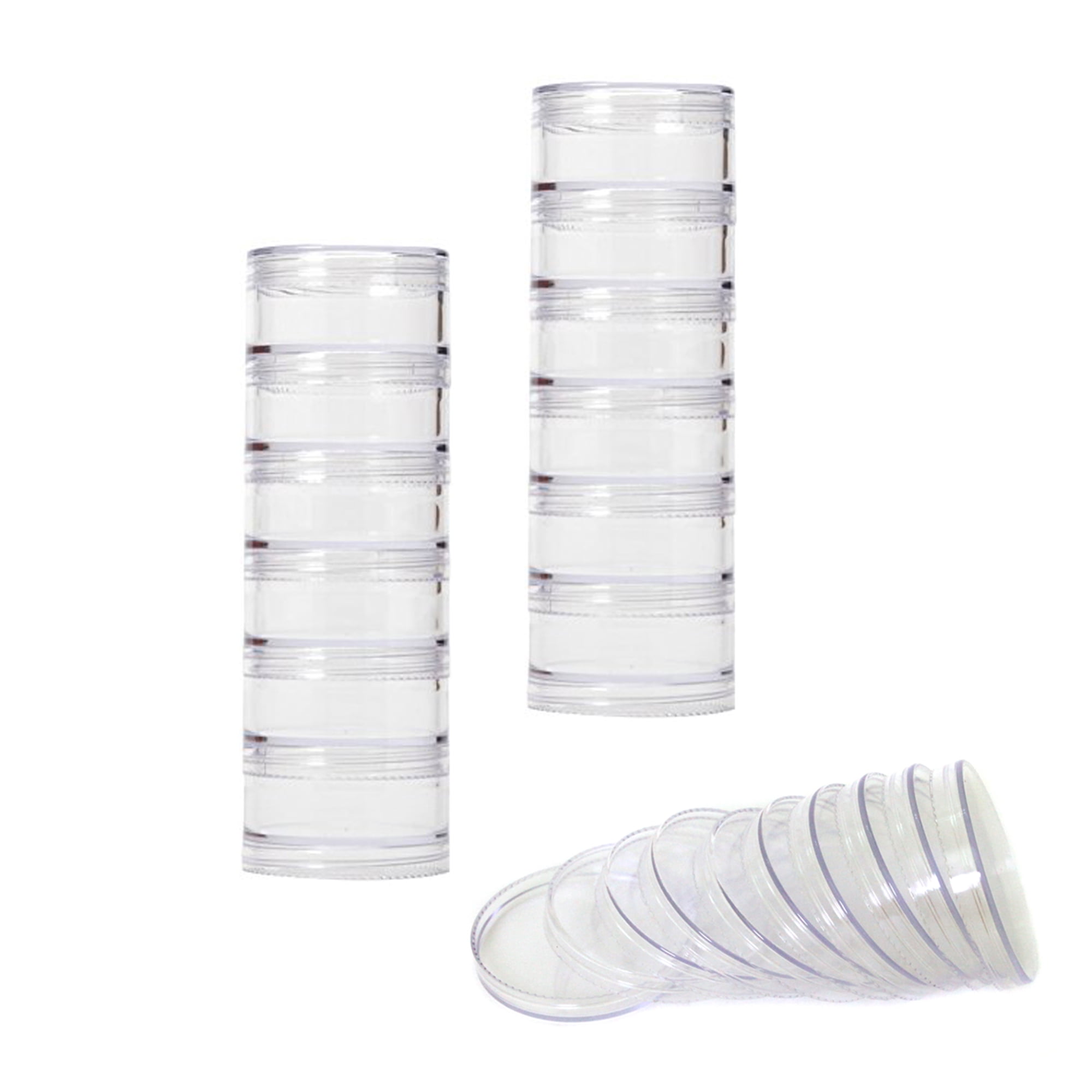SE Clear Round Plastic Storage Containers with Screw-On Lids (Set of 12) -  87440BB 