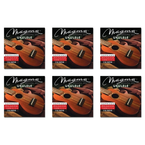 Set Strings MAGMA UKULELE Soprano Black Nylon Hawaiian Tunning (UK100NB)