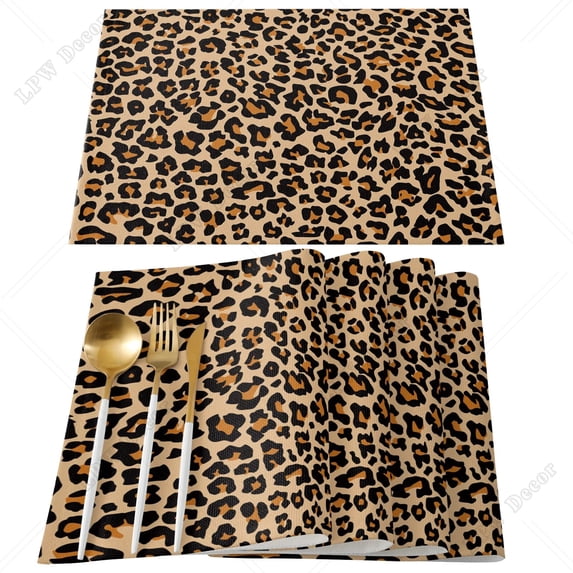 Set Table Mats Sexy Leopard Print Printed Cotton Linen Table Napkin Kitchen Accessories Home Party Decorative Placemats