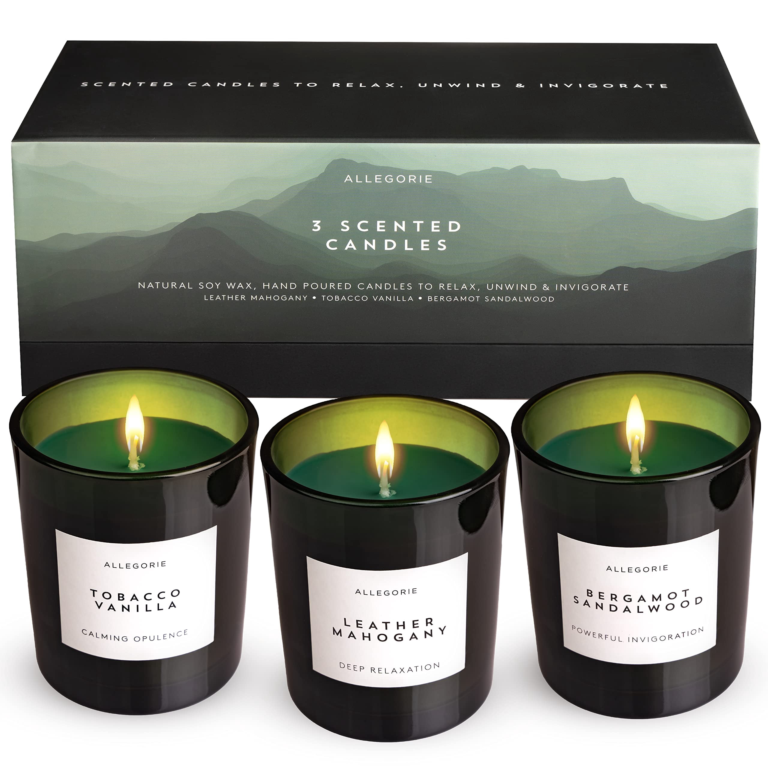 Set of Three Scented Candles for Men | Masculine scents of Bergamot ...