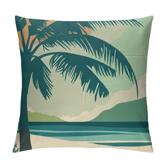 Set of Tropical Beach Throw Pillow Covers Inch Summer Palm Decorative Pillow Cover Outdoor Soft Velvet Garden Cushion Covers for Home Decor Patio(Tropical Palm)