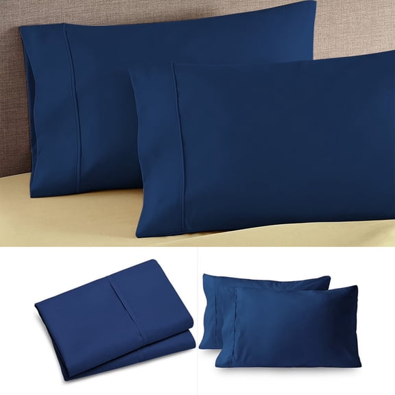Set of Two Extra-large Pillowcases - Ultra-soft Brushed Microfiber Pillowcases with Envelope Closure, 20x36 Inches, Cool and Breathable Bedding Set,Navy