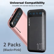 Set of Two Portable Power Banks with a Capacity of 10000Mah, Featuring Slim Design, USB C Input And Output, LED Display, And Lightweight Construction, Suitable for Apple, Android Phones, And More