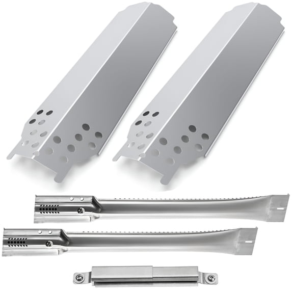 Set of Two Stainless Steel Replacement Heat Plates and Burners and One Crossover Channel for Charbroil Classic 280 2-Burner, G320-0200-W1, G215-0203-W