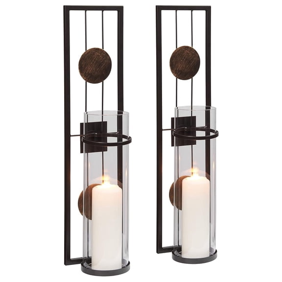 Set of Two Wall Sconces, Metal Wall Dcor, Antique-Style Metal Sconce for Home, Patio or Office  Decorative Metal Wall Scone, Candle Holder, Real or Battery Operated Candles