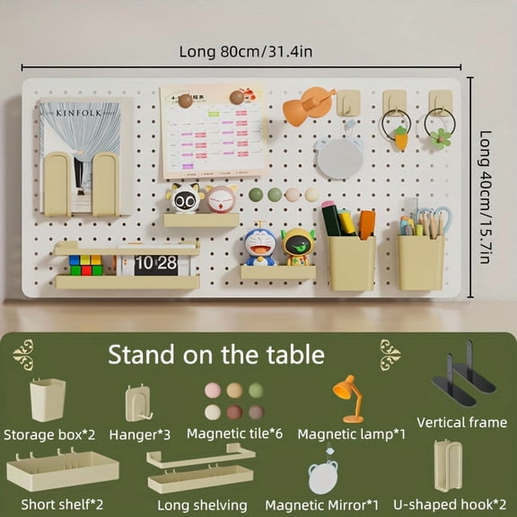 32"x16" Metal Pegboard Panels with Varnished Edges - Wall-Mountable or Floor-Standing Complete Storage Kit for Home, Game Room, Garage & Utility Areas